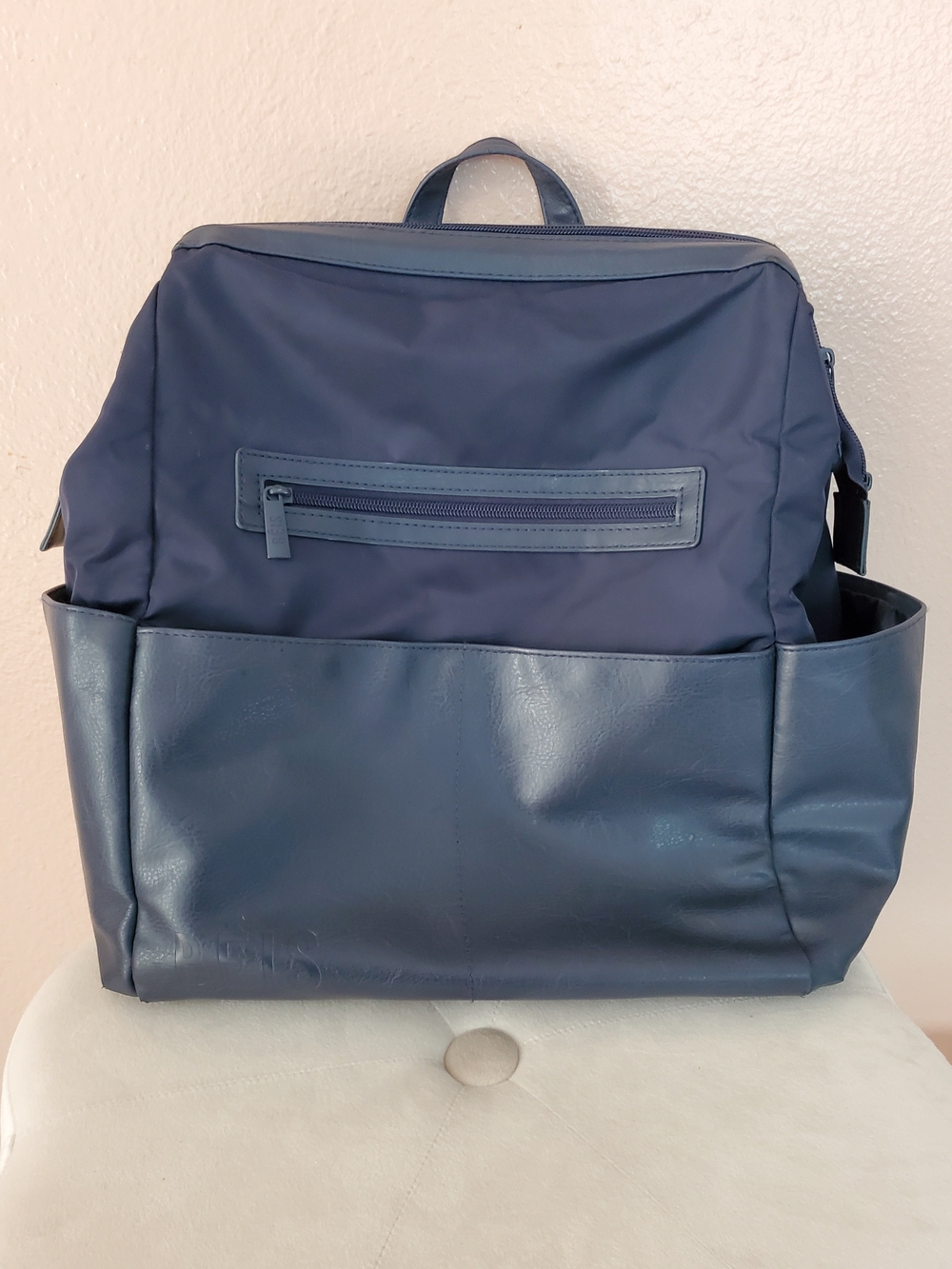 BEIS Navy Blue Women's Backpack with Front Zip Pocket